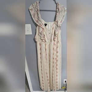 Torrid Cream and Pink Floral Maxi Dress